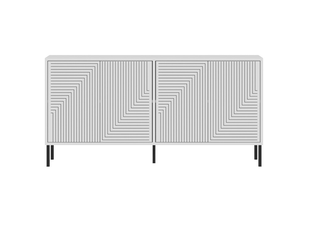 Aparador de madeira "Evolet" - 150 x 36 x 75 cm - Branco