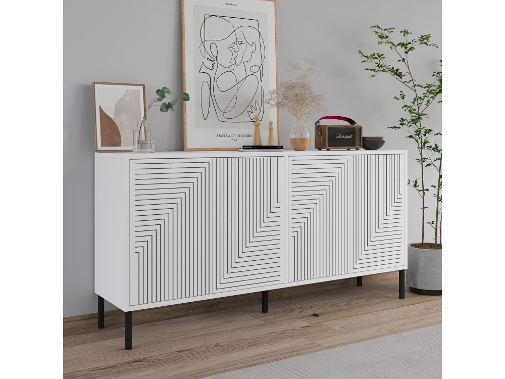 Aparador de madeira "Evolet" - 150 x 36 x 75 cm - Branco