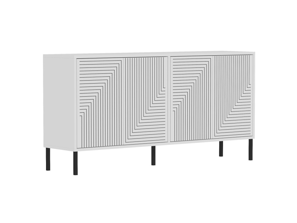 Aparador de madeira "Evolet" - 150 x 36 x 75 cm - Branco