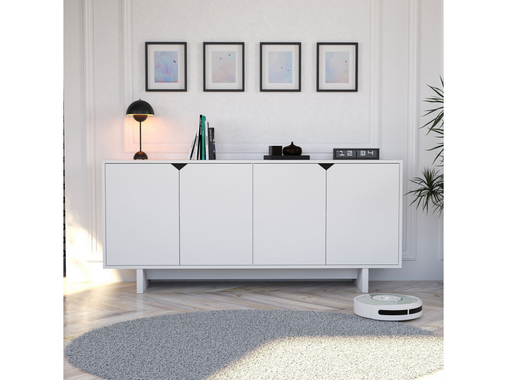 Aparador "Doruk" em madeira - 180 x 40 x 81 cm - Branco