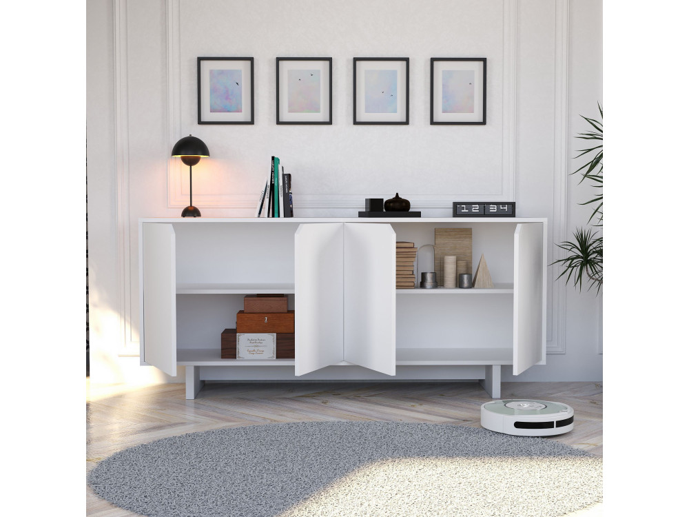 Aparador "Doruk" em madeira - 180 x 40 x 81 cm - Branco