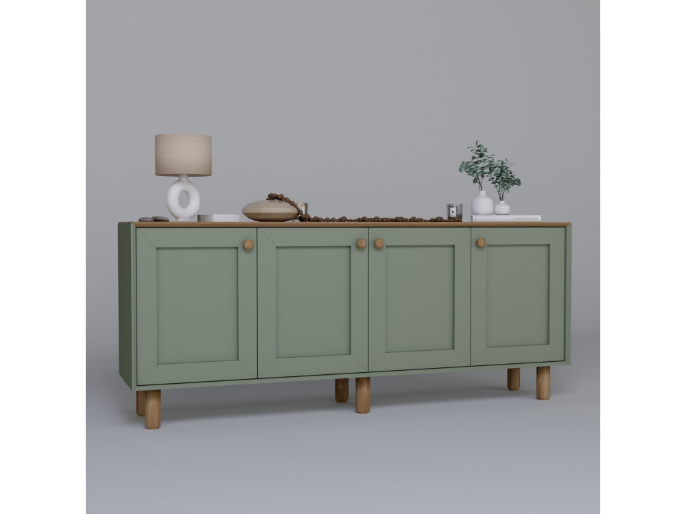 Aparador de madeira "Bohem" - 180 x 40 x 75 cm - Verde