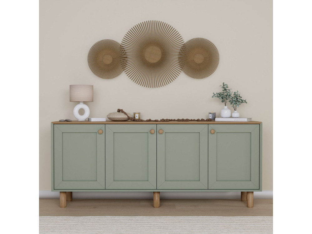 Aparador de madeira "Bohem" - 180 x 40 x 75 cm - Verde