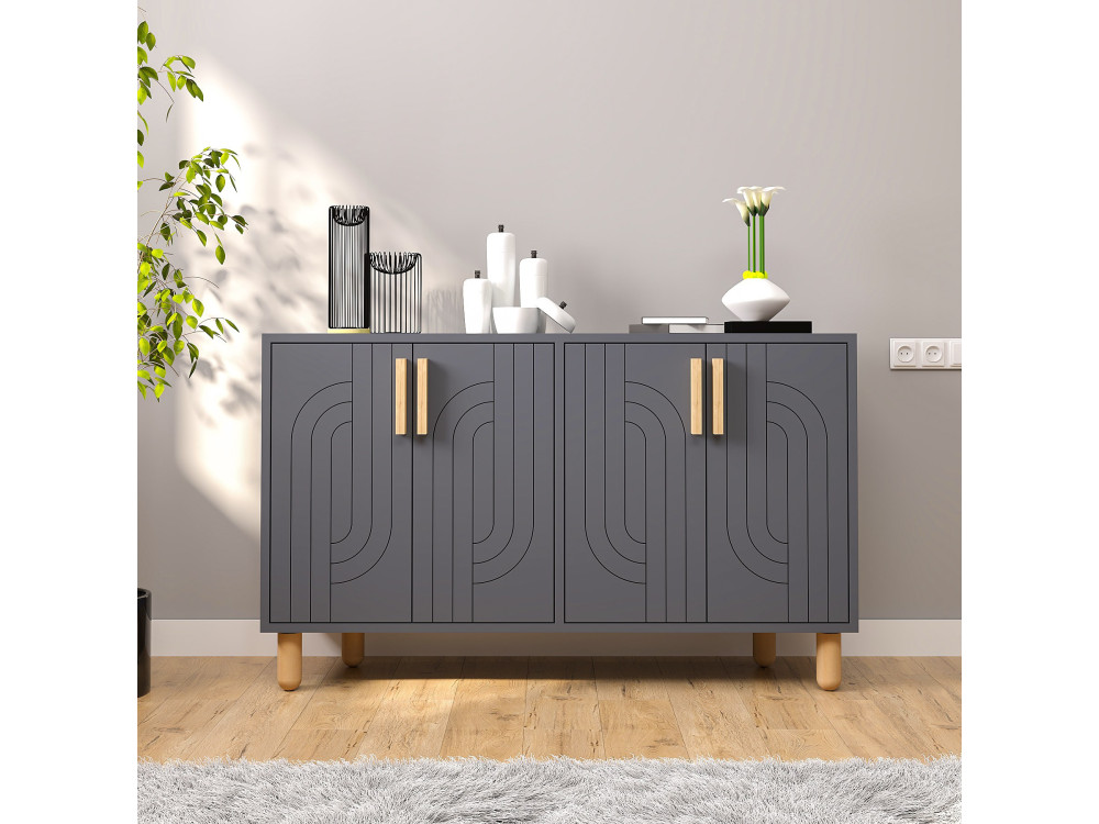 Aparador "Rodney" em madeira - 120 x 30 x 74 cm - Cinzento antracite