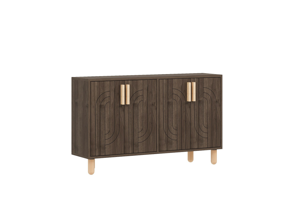 Aparador de madeira "Rodney" - 120 x 30 x 74 cm - Castanho