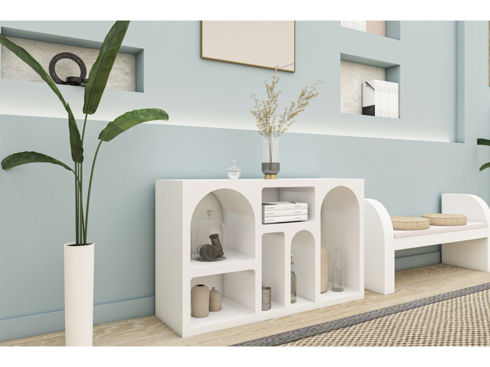 Aparador de madeira "Liva" - 120 x 37 x 74 cm - Branco