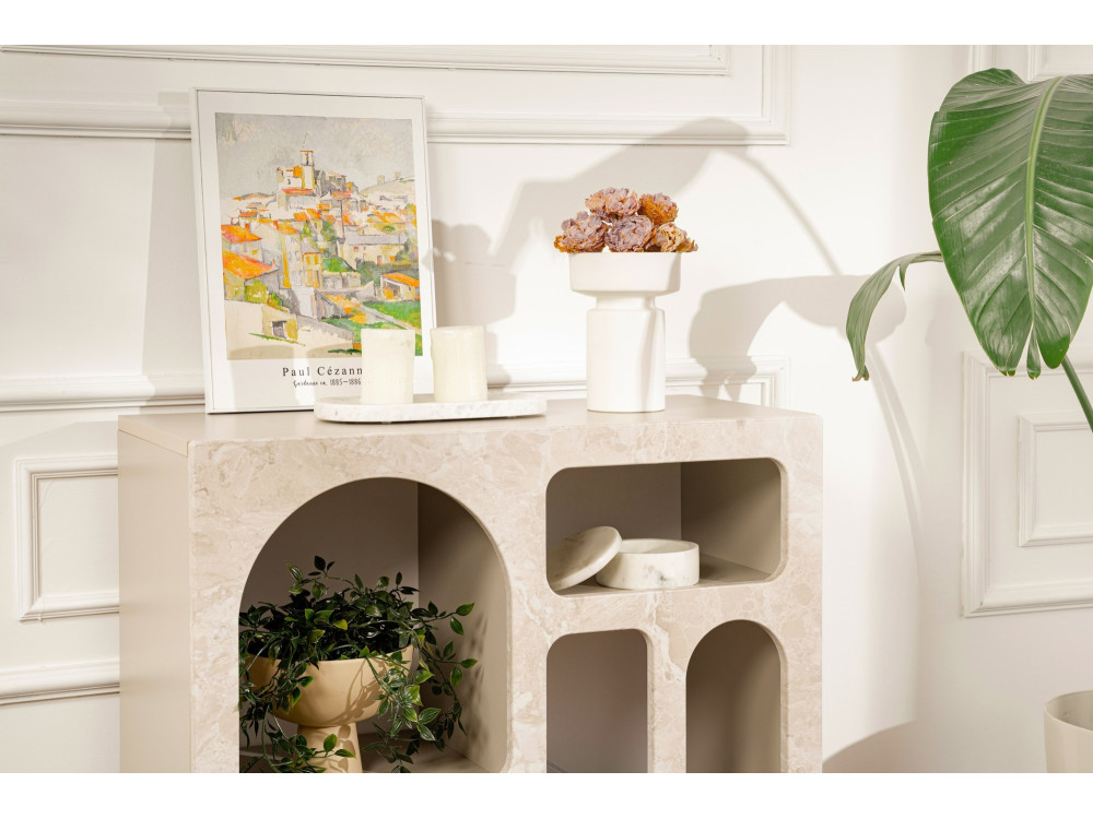Aparador "Lessa" em madeira - 80 x 37 x 74 cm - Travertino