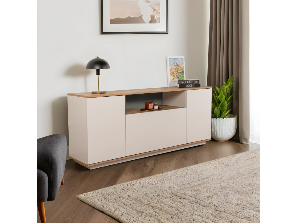 Aparador "Arista" em madeira - 180 x 44 x 75 cm - Bege