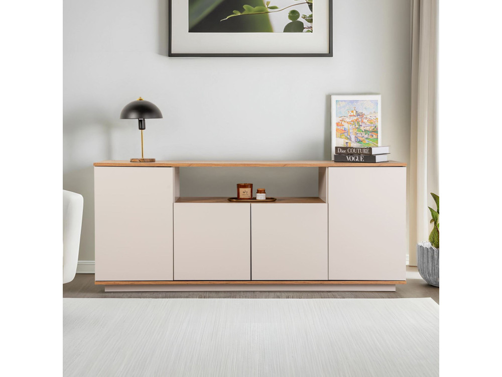 Aparador "Arista" em madeira - 180 x 44 x 75 cm - Bege