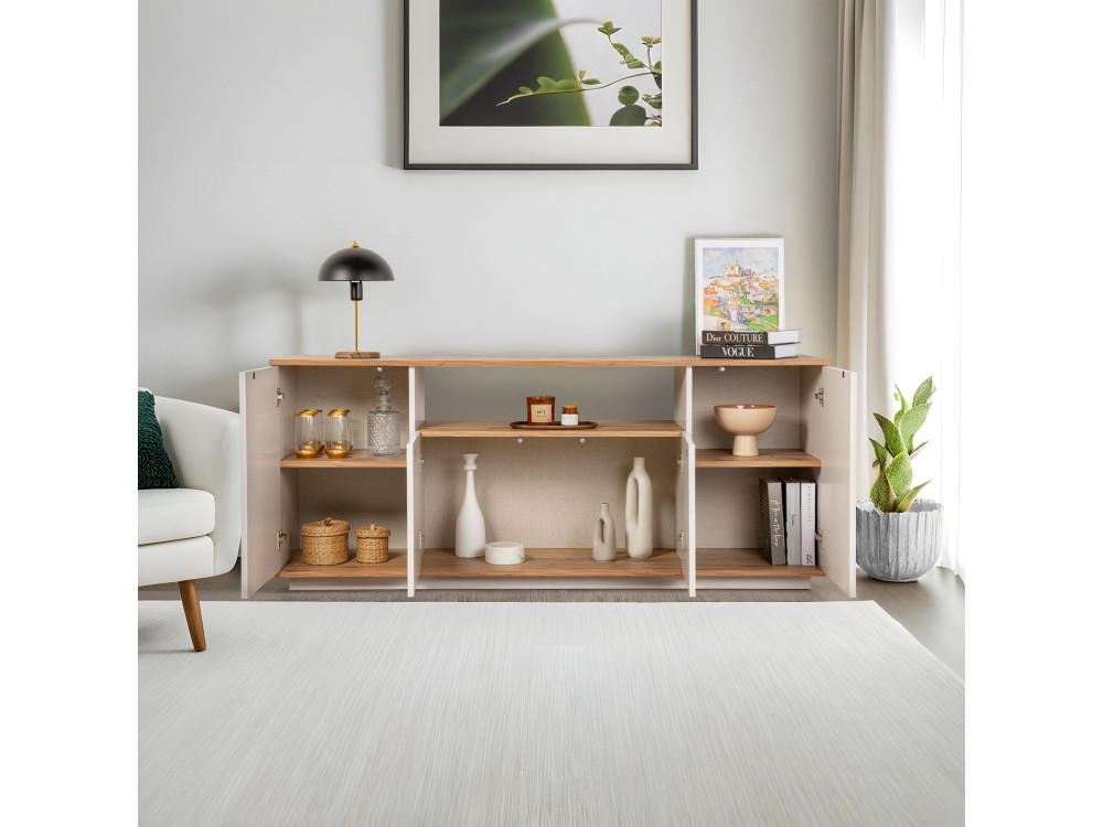 Aparador "Arista" em madeira - 180 x 44 x 75 cm - Bege