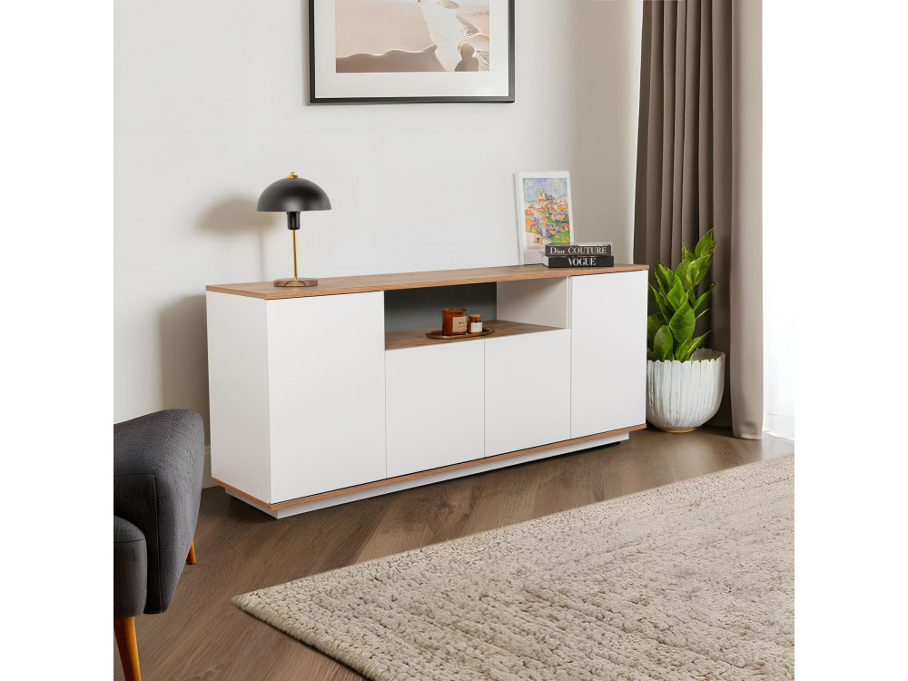 Aparador "Arista" em madeira - 180 x 44 x 75 cm - Branco