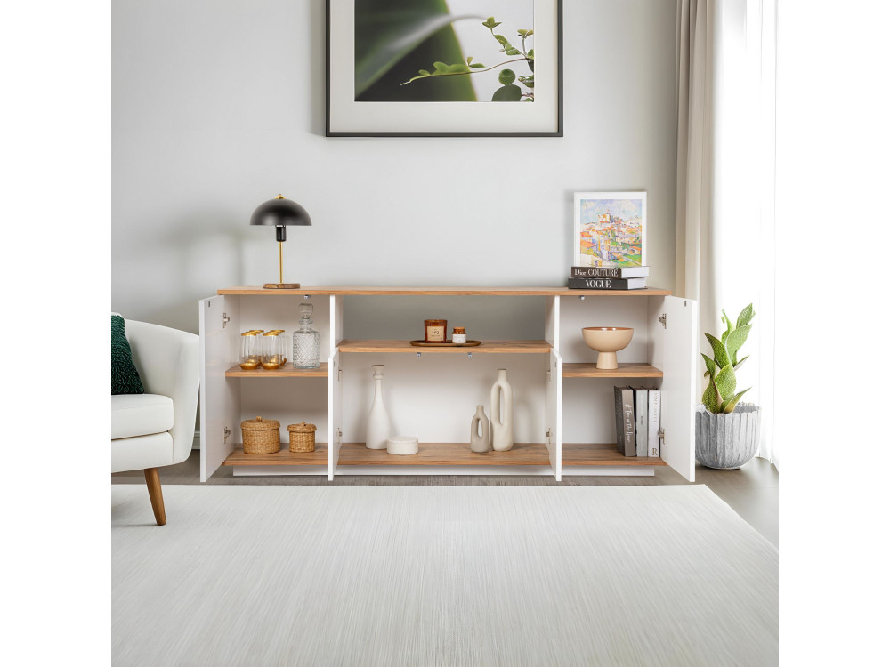 Aparador "Arista" em madeira - 180 x 44 x 75 cm - Branco
