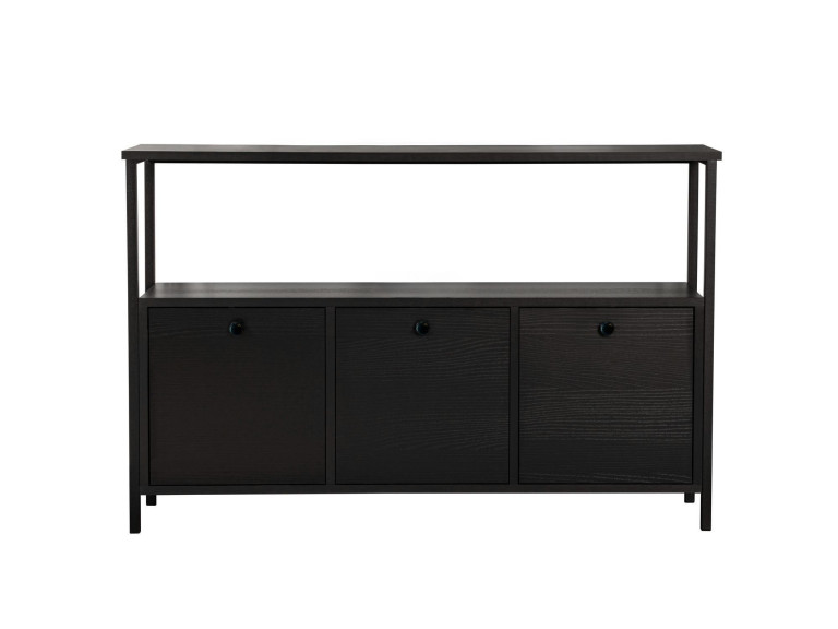 Aparador de madeira "Solace" - 120 x 30 x 77 cm - Preto