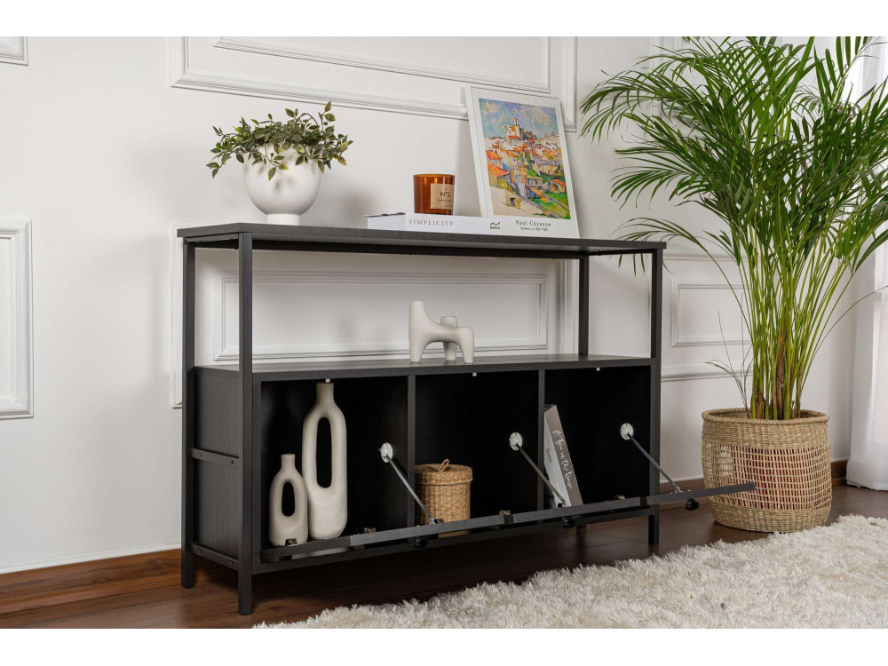 Aparador de madeira "Solace" - 120 x 30 x 77 cm - Preto