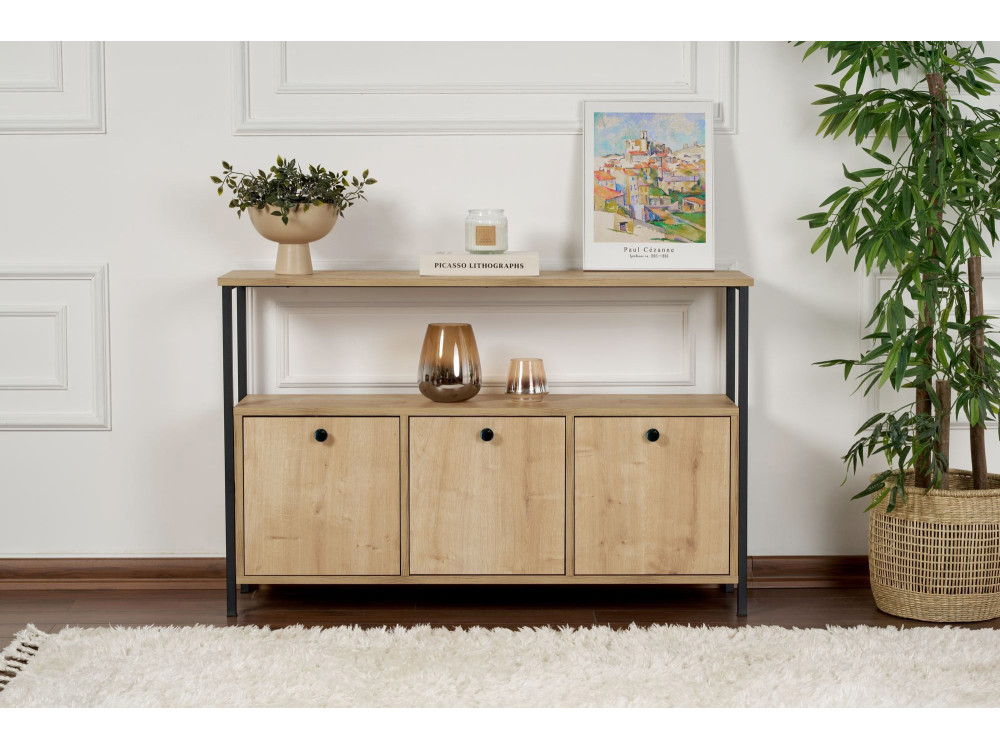 Aparador de madeira "Solace" - 120 x 30 x 77 cm - Bege