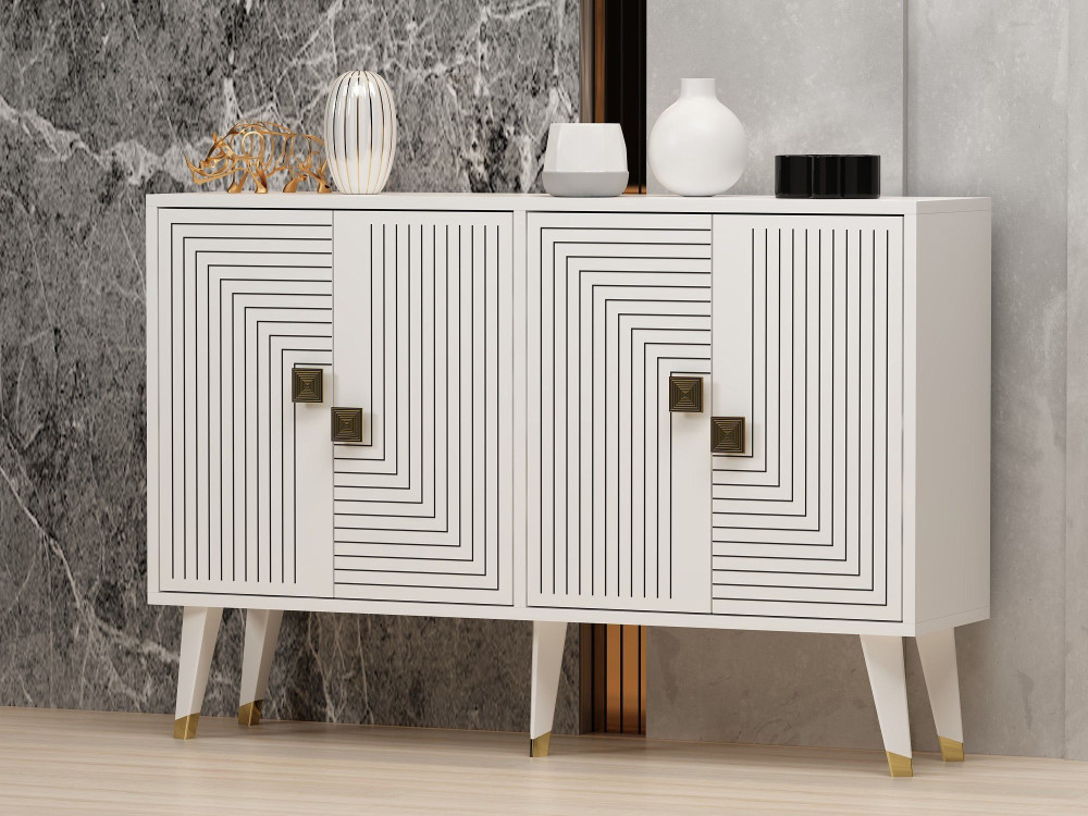 Aparador "Ahart" em madeira - 120 x 30 x 80 cm - Branco