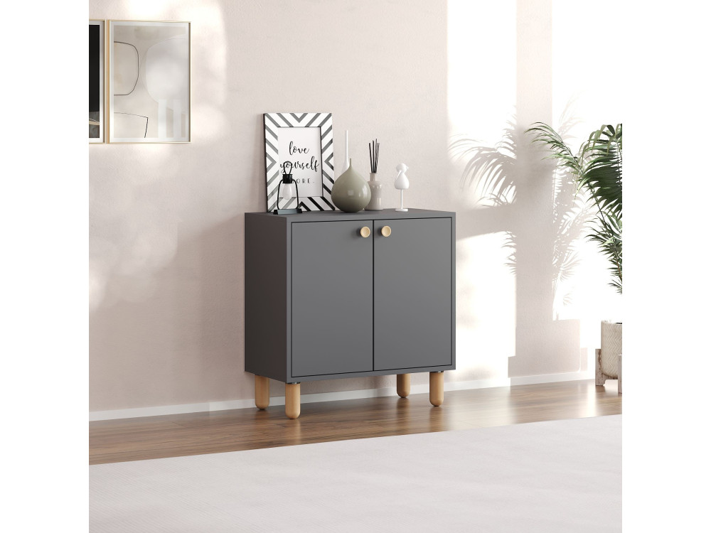 Aparador "Lina" em madeira - 72 x 36 x 73 cm - Cinzento antracite