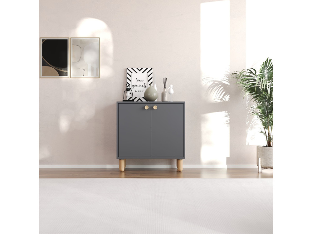 Aparador "Lina" em madeira - 72 x 36 x 73 cm - Cinzento antracite