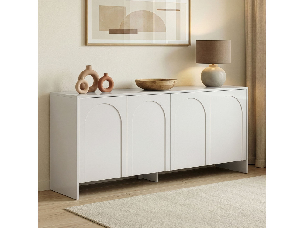 Aparador "Arlen" em madeira - 180 x 45 x 80 cm - Branco