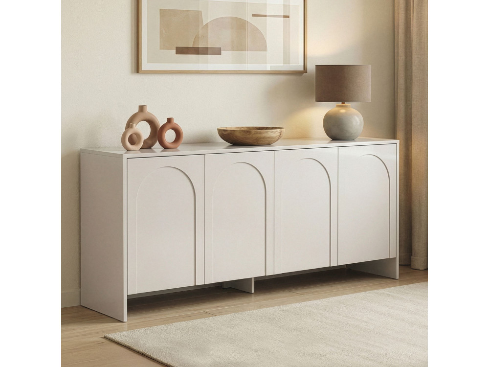Aparador "Arlen" em madeira - 180 x 45 x 80 cm - Creme