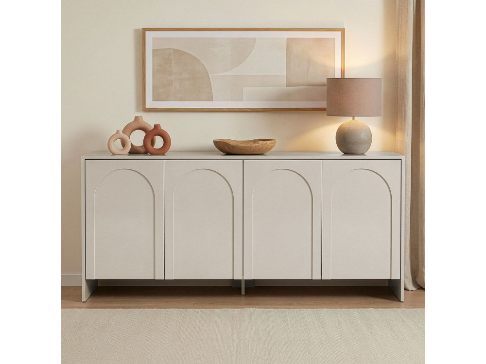 Aparador "Arlen" em madeira - 180 x 45 x 80 cm - Creme