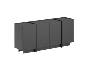 Aparador de madeira "Dorma" - 180 x 45 x 80 cm - Antracite / Preto