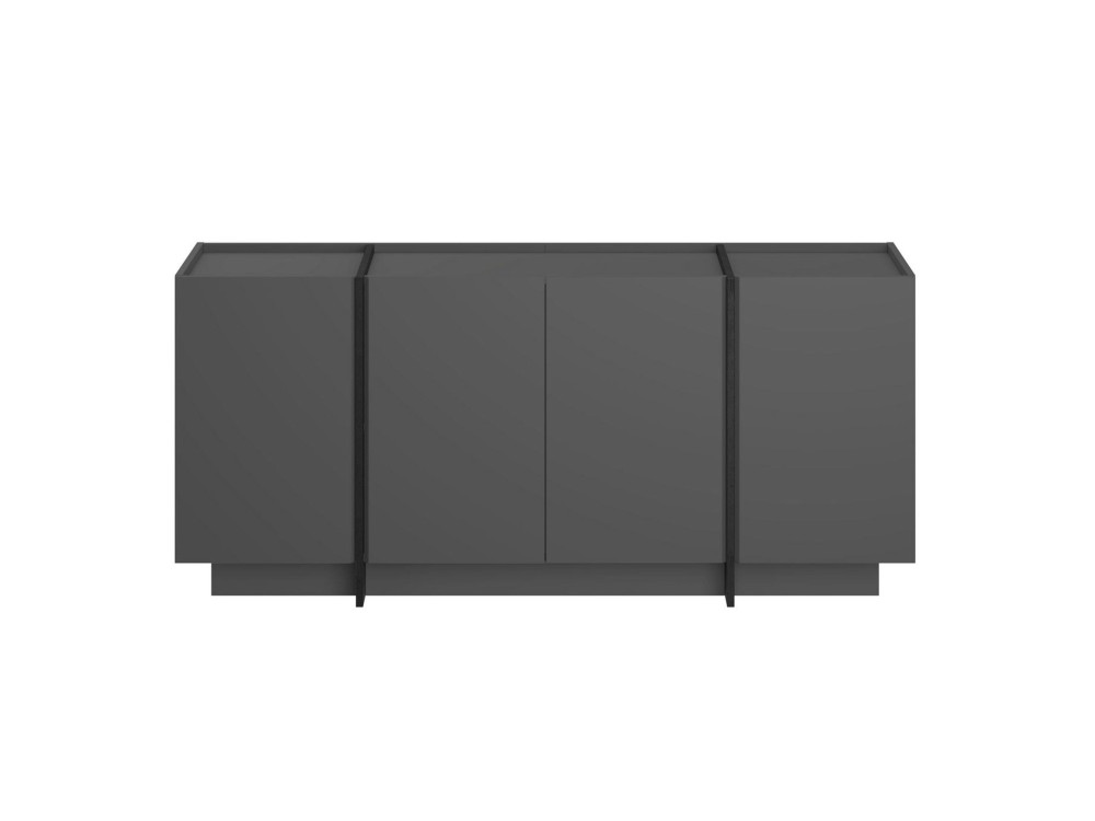 Aparador de madeira "Dorma" - 180 x 45 x 80 cm - Antracite / Preto