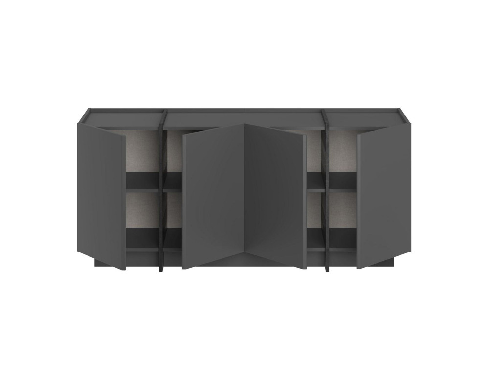 Aparador de madeira "Dorma" - 180 x 45 x 80 cm - Antracite / Preto