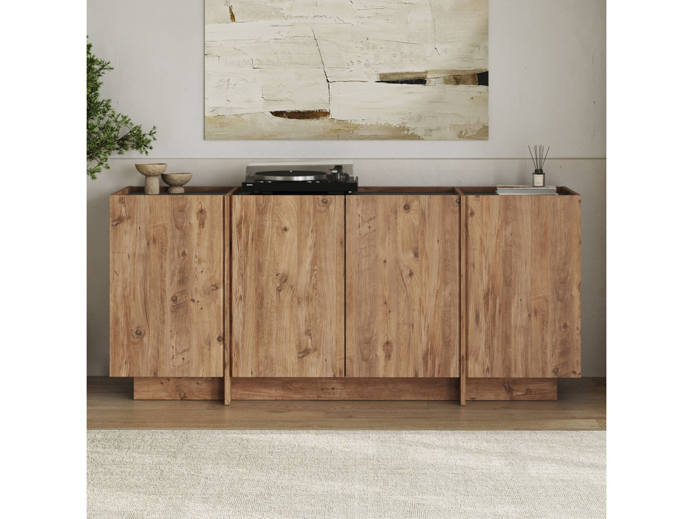 Aparador "Dorma" em madeira - 180 x 45 x 80 cm - Pinho Atlântico / Antracite