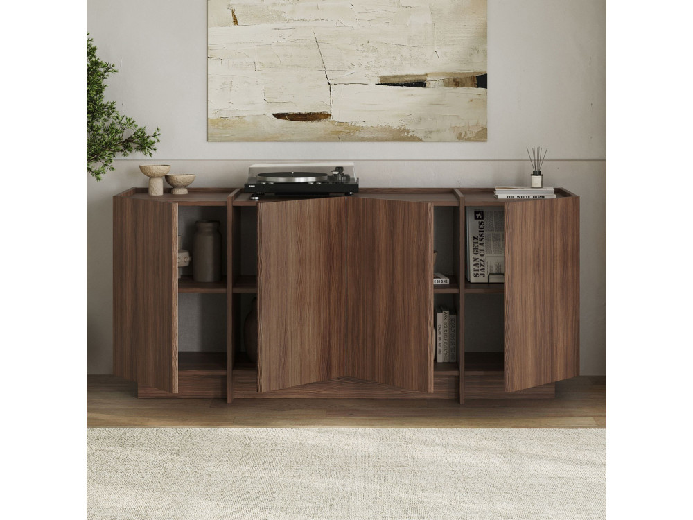 Aparador de madeira "Dorma" - 180 x 45 x 80 cm - Nogueira Milano