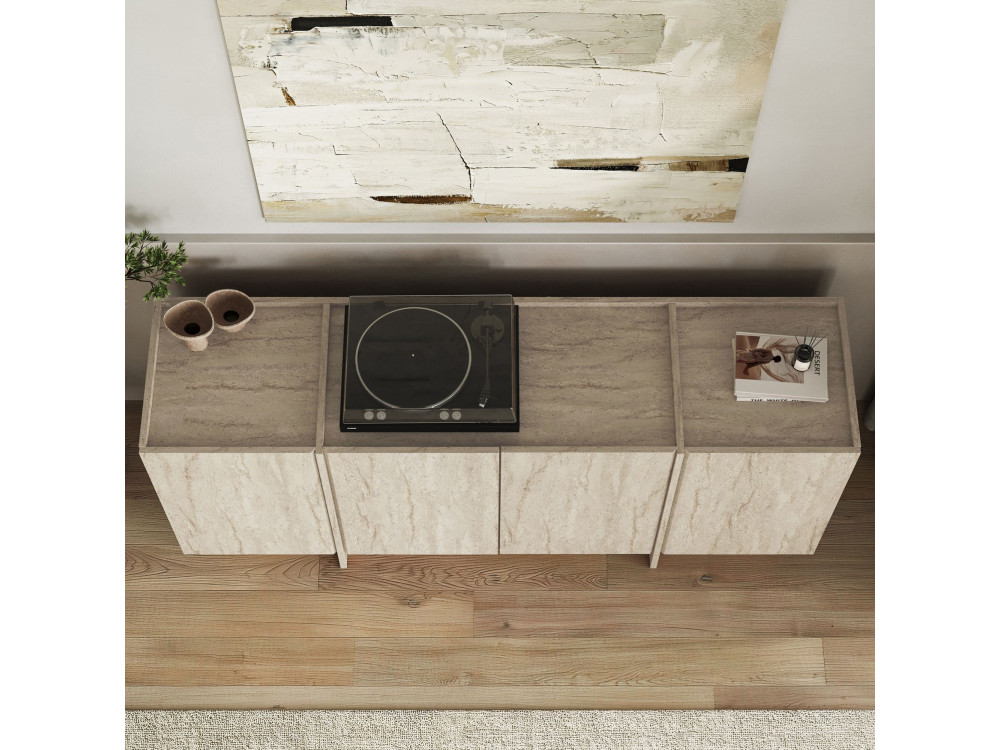 Aparador "Dorma" em madeira - 180 x 45 x 80 cm - Travertino
