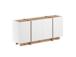 Aparador de madeira "Dorma" - 180 x 45 x 80 cm - Branco / Pinho Atlântico