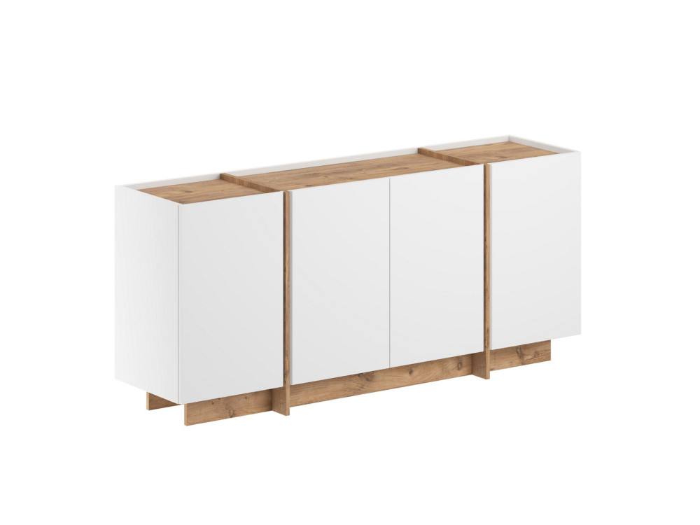 Aparador de madeira "Dorma" - 180 x 45 x 80 cm - Branco / Pinho Atlântico