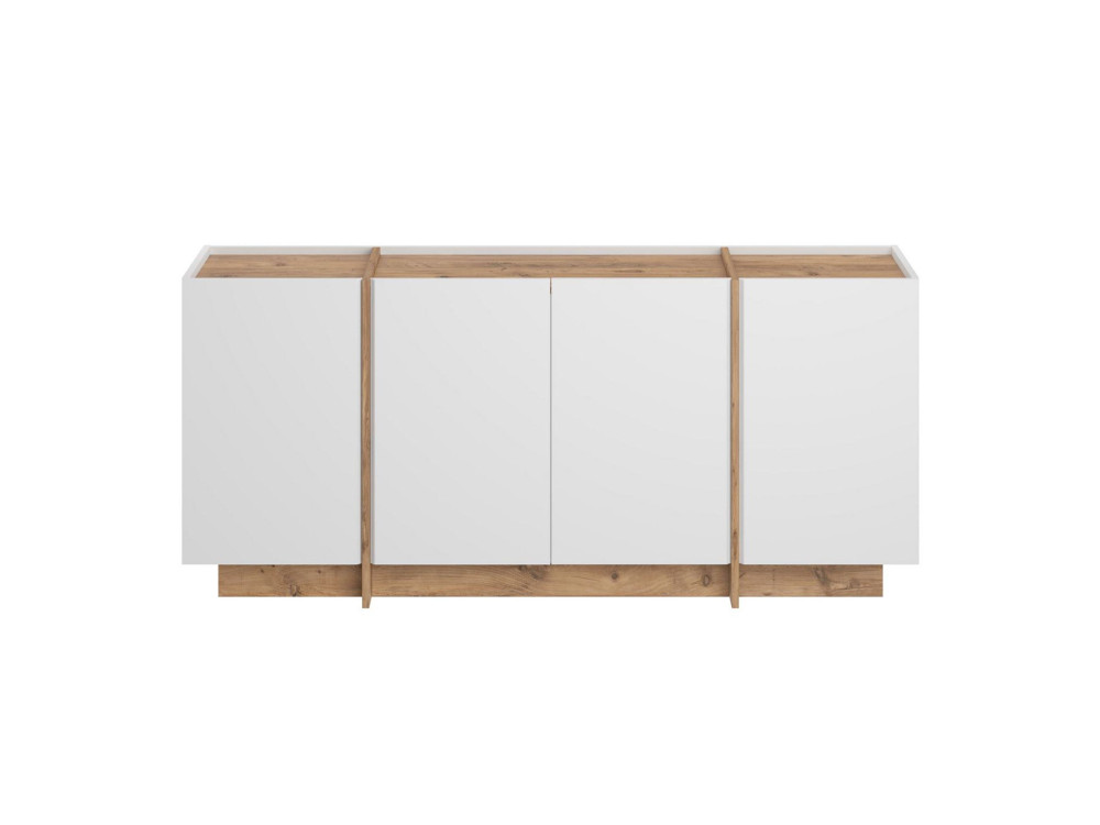 Aparador de madeira "Dorma" - 180 x 45 x 80 cm - Branco / Pinho Atlântico