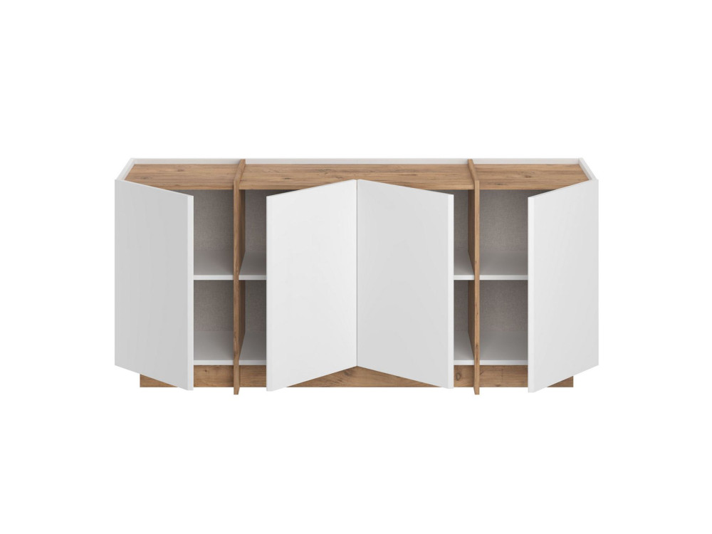 Aparador de madeira "Dorma" - 180 x 45 x 80 cm - Branco / Pinho Atlântico