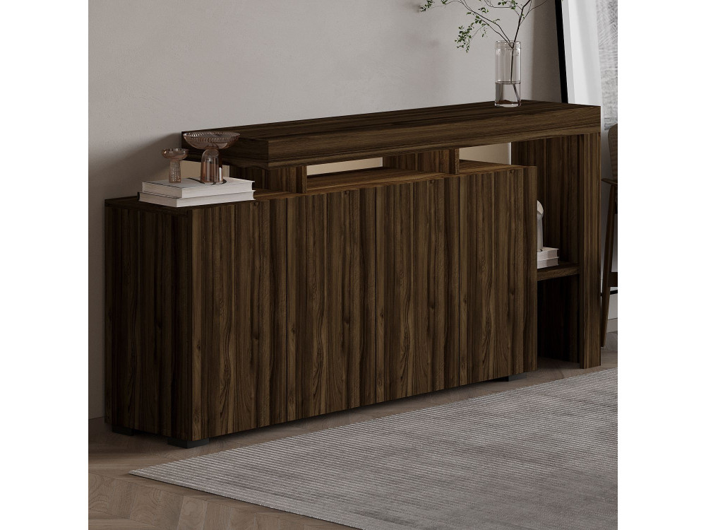 Aparador de madeira "Beliz" - 170 x 35 x 80 cm - Nogueira