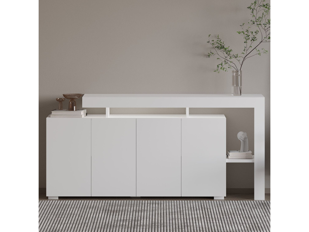 Aparador de madeira "Beliz" - 170 x 35 x 80 cm - Branco