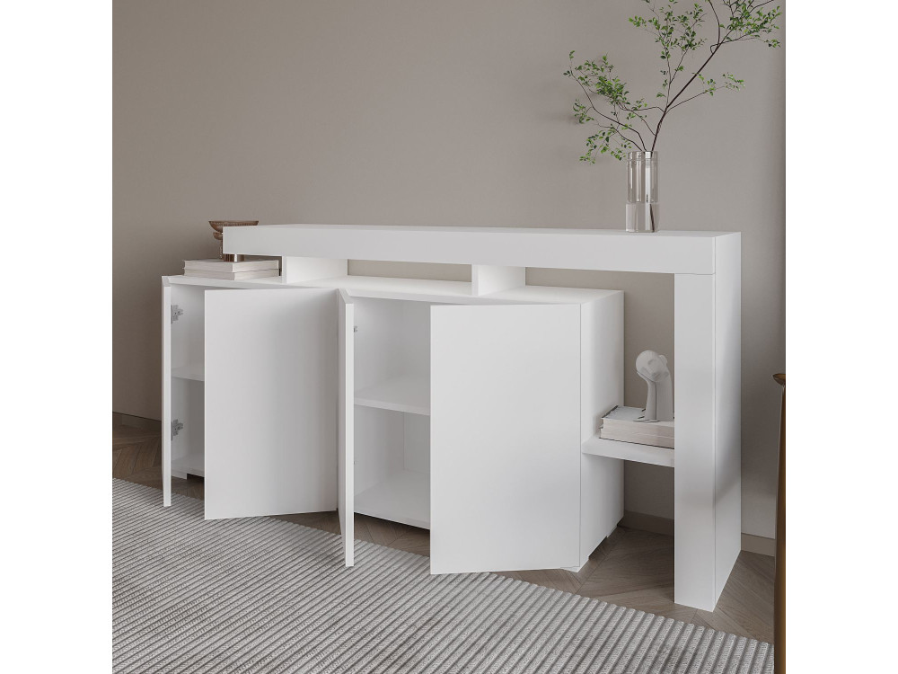 Aparador de madeira "Beliz" - 170 x 35 x 80 cm - Branco
