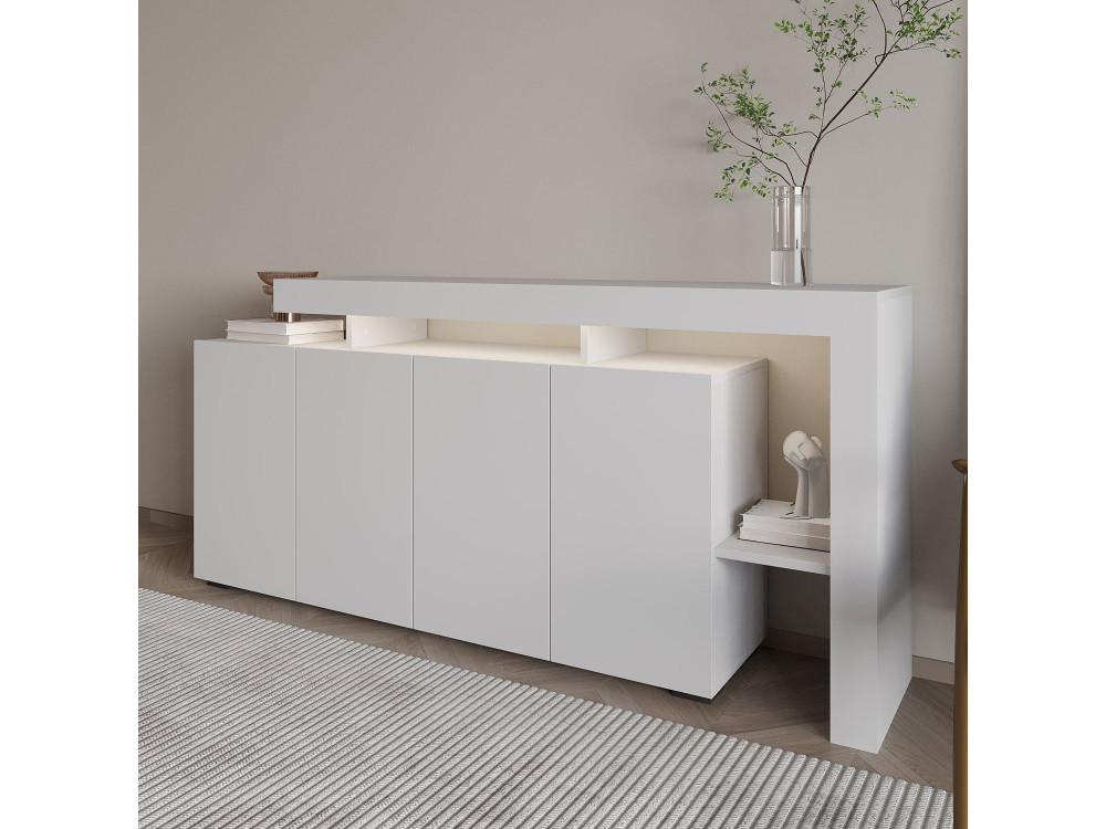 Aparador de madeira "Beliz" - 170 x 35 x 80 cm - Branco
