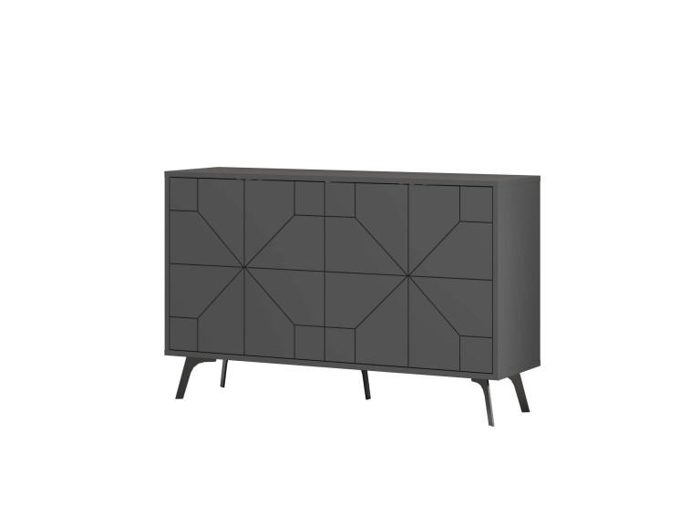 Aparador "Dune" em madeira - 123 x 35 x 62 cm - Cinzento antracite
