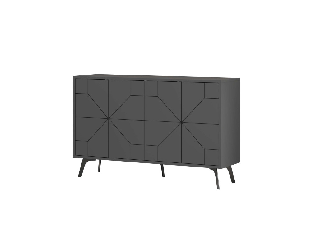 Aparador "Dune" em madeira - 123 x 35 x 62 cm - Cinzento antracite