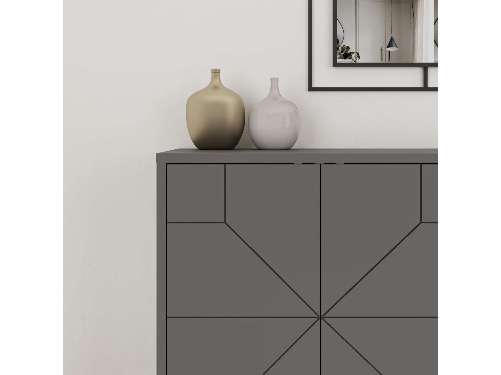Aparador "Dune" em madeira - 123 x 35 x 62 cm - Cinzento antracite