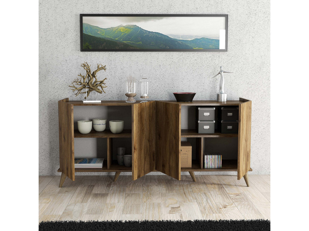 Aparador de madeira "Elegante" - 180 x 45 x 80 cm - Castanho