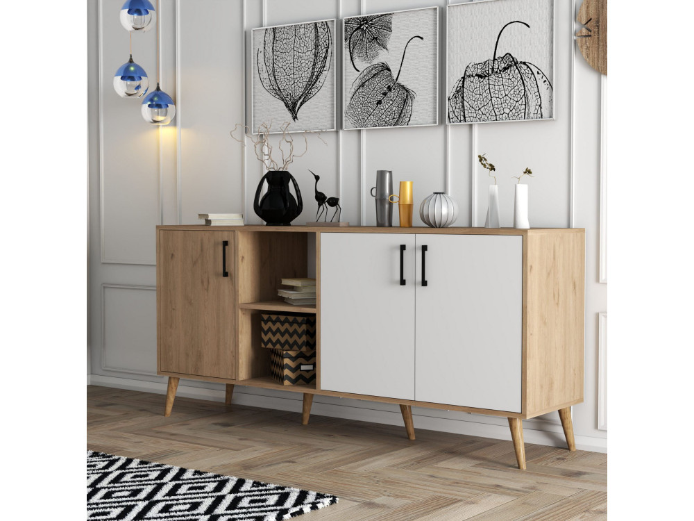 Aparador de madeira "Exxen" - 180 x 45 x 80 cm - Branco