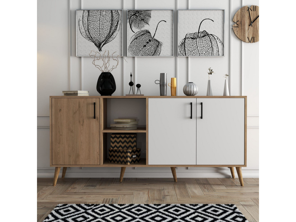 Aparador de madeira "Exxen" - 180 x 45 x 80 cm - Branco