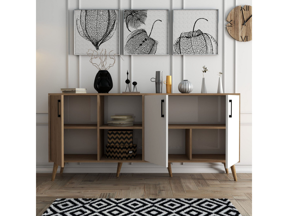 Aparador de madeira "Exxen" - 180 x 45 x 80 cm - Branco