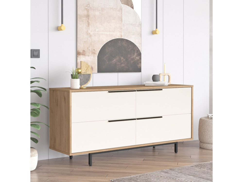 Aparador "ON3-SW" em madeira - 160 x 44 x 74 cm - Branco