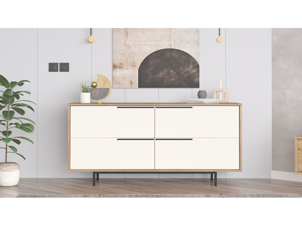 Aparador "ON3-SW" em madeira - 160 x 44 x 74 cm - Branco
