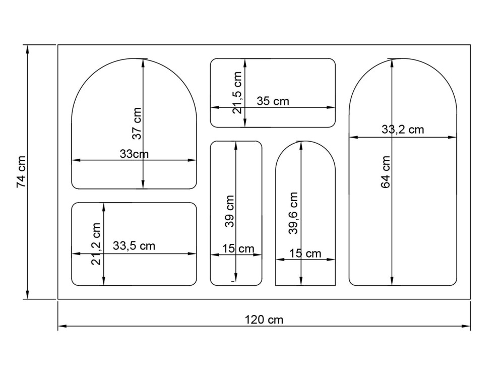 Aparador de madeira "Liva 120" - 120 x 37 x 74 cm - Cinzento antracite