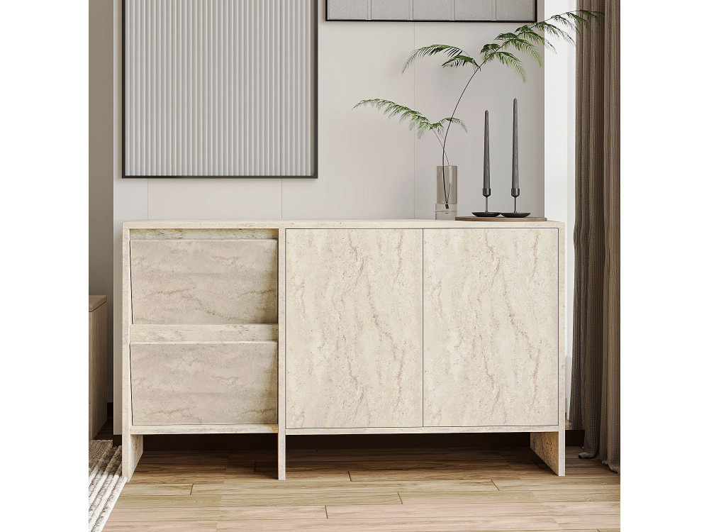 Aparador de madeira Laris 130" - 130 x 44 x 82 cm - Travertino